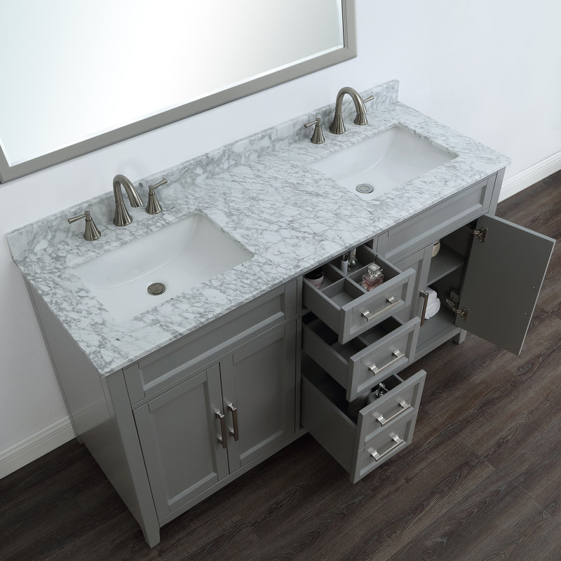Wrought Studio Horacia 60'' Freestanding Double Bathroom Vanity with